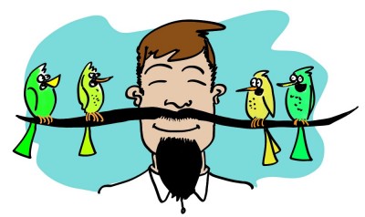 Moustache and cartoon birds