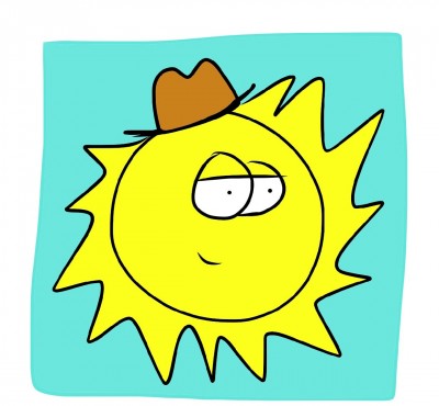 Sun with his hat on cartoon