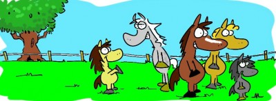 Cartoon herd of horses